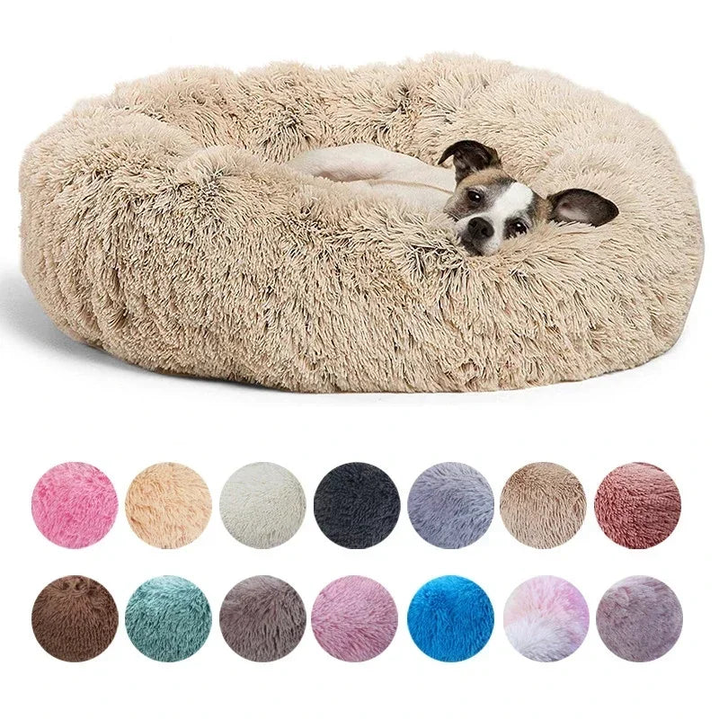 Cama Redonda de Pelúcia Super Macia para Pets